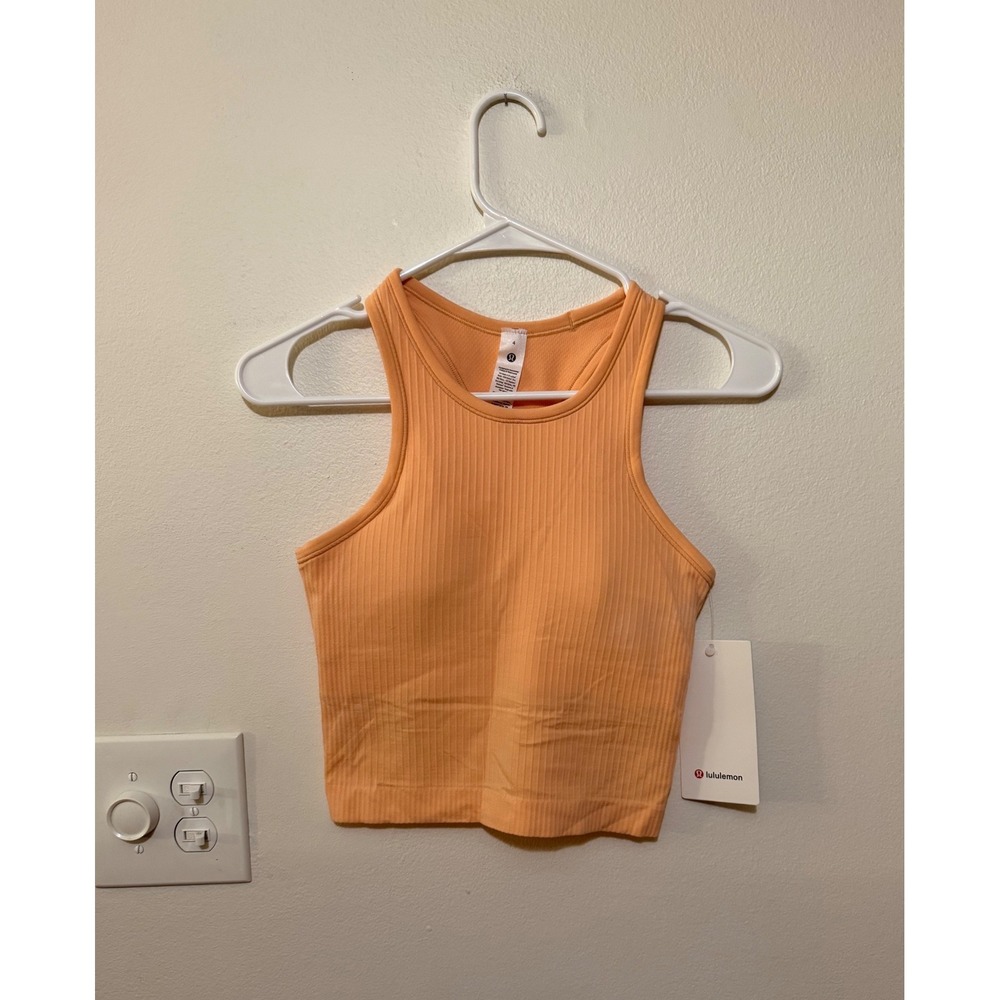 Lululemon Ebb to Street Cropped Racerback Peach Bellini Size 4 NWT